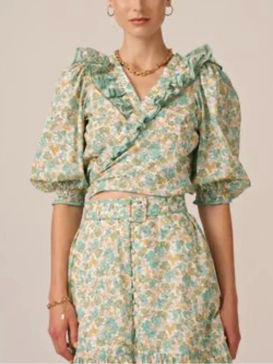 By Timo Cotton Party Top. Crop Wrap Style Medium